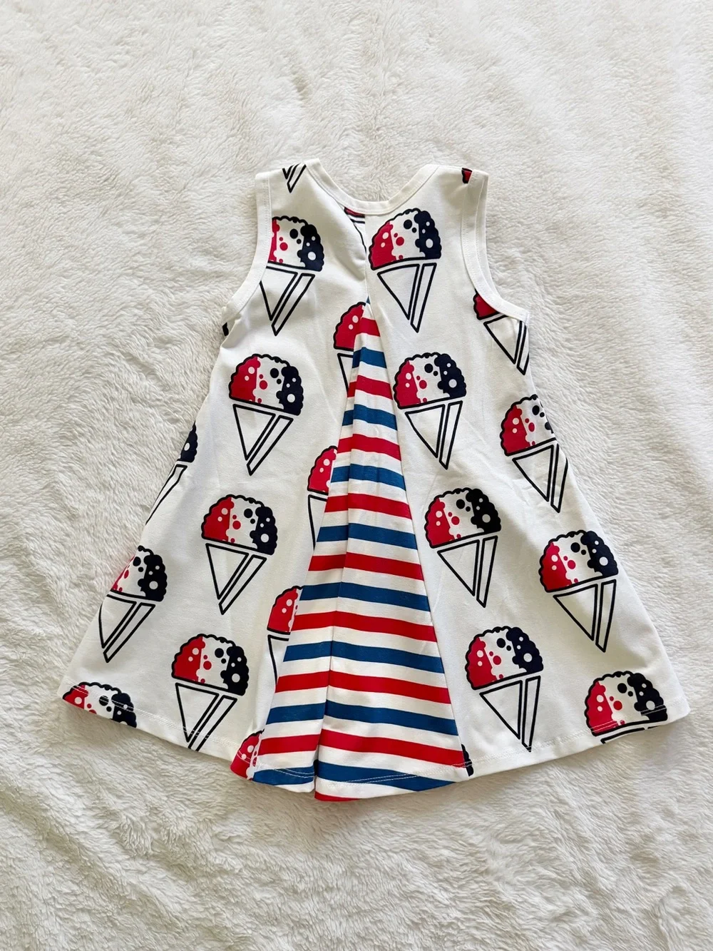 Monica + Andy Snow Cone Stripes Americana Dress White Red Blue Size 3T